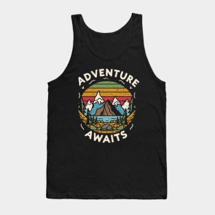 "Adventure Awaits" Retro Mountain Tank Top